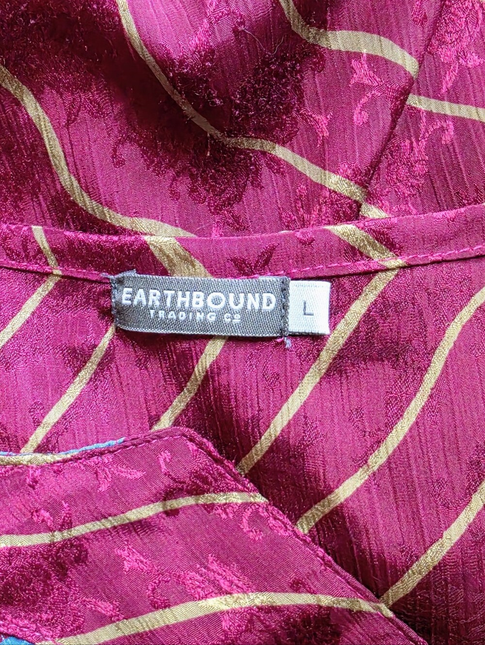 EARTHBOUND Silk Boho Maroon Patterned Kaftan - Picture 8 of 9